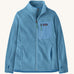 Patagonia kid's R1 air full-zip jacket in shore blue with small black logo on the chest pocket.