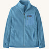 Patagonia kid's R1 air full-zip jacket in shore blue with small black logo on the chest pocket.