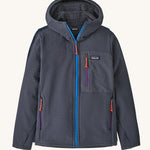Patagonia Kids R2 TechFace Hoody in a  Smolder Blue colour pictured on a plain background.