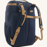 The back of the Patagonia Kids Refugito Day Pack Backpack 18L in a New Navy colour on a plain background. 