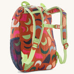 The back of a Patagonia Kids Refugito 12L in a Mirage design on a plain background.