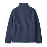 The back of the Patagonia Kids Retro Pile Fleece Jacket in a New Navy colour available at Babipur.