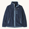 Patagonia Kids Retro Pile Fleece Jacket in a New Navy colour on a plain background. 
