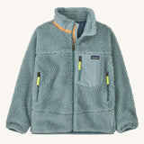 Patagonia Kids Retro-X Jacket in a Thermal Blue colour on a plain background.