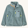 Patagonia Kids Retro-X Jacket in a Thermal Blue colour on a plain background.