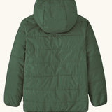 Back of the Patagonia kids reversible ready freddy hoody in canopy green.