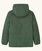 Back of the Patagonia kids reversible ready freddy hoody in canopy green.