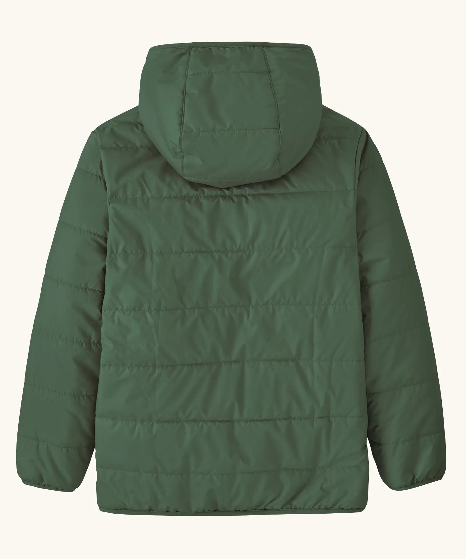 Back of the Patagonia kids reversible ready freddy hoody in canopy green.