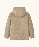 Back of the Patagonia kids reversible ready freddy hoody in oar tan.