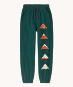 Patagonia Kids Sweatpants with Driftways design on a Cascade Green colour. 