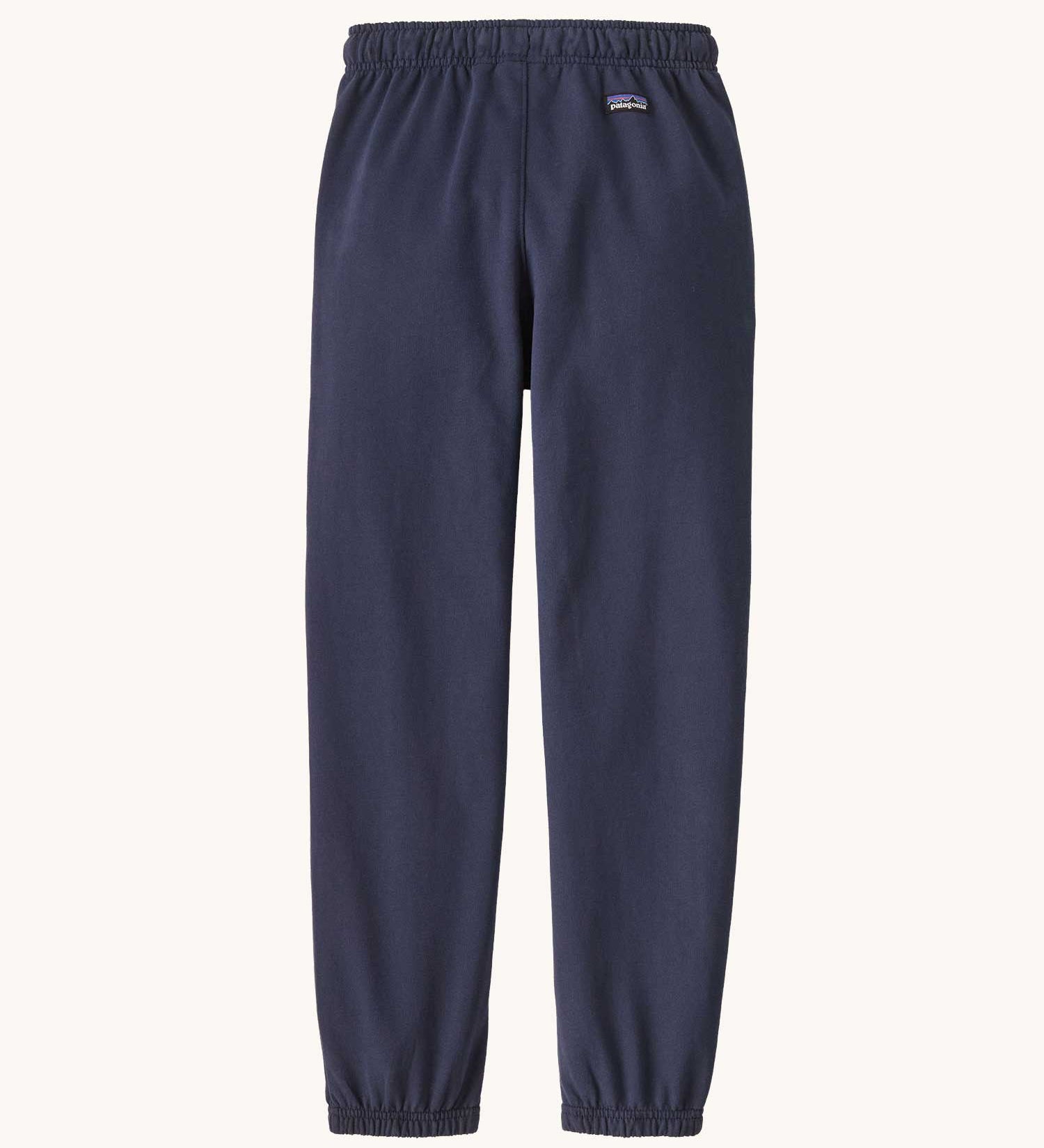 The back of the Patagonia Kids Sweatpants in a Fitz Roy Icon New Navy colour way.