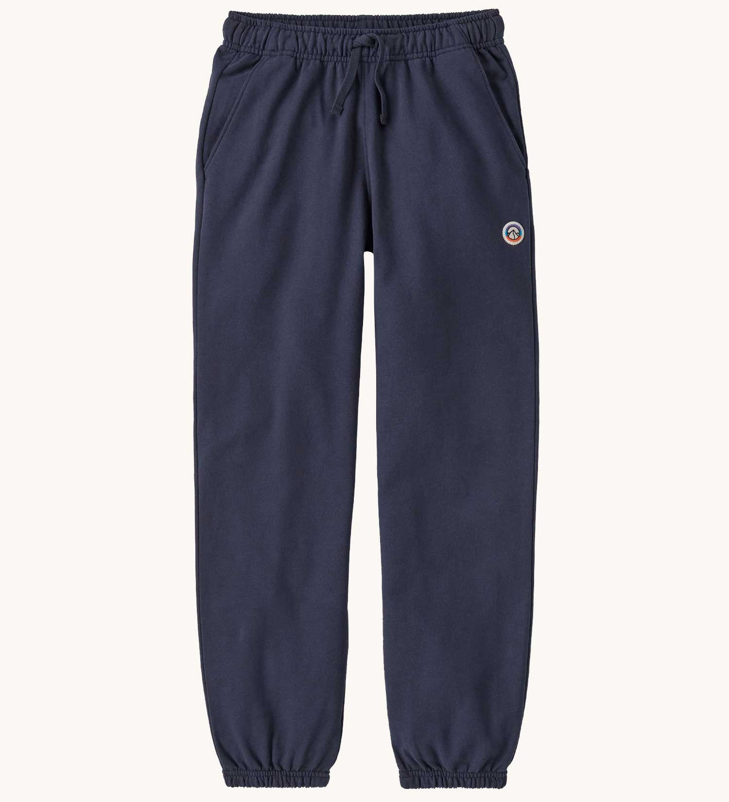 Patagonia Kids Sweatpants in a Fitz Roy Icon New Navy colour way.