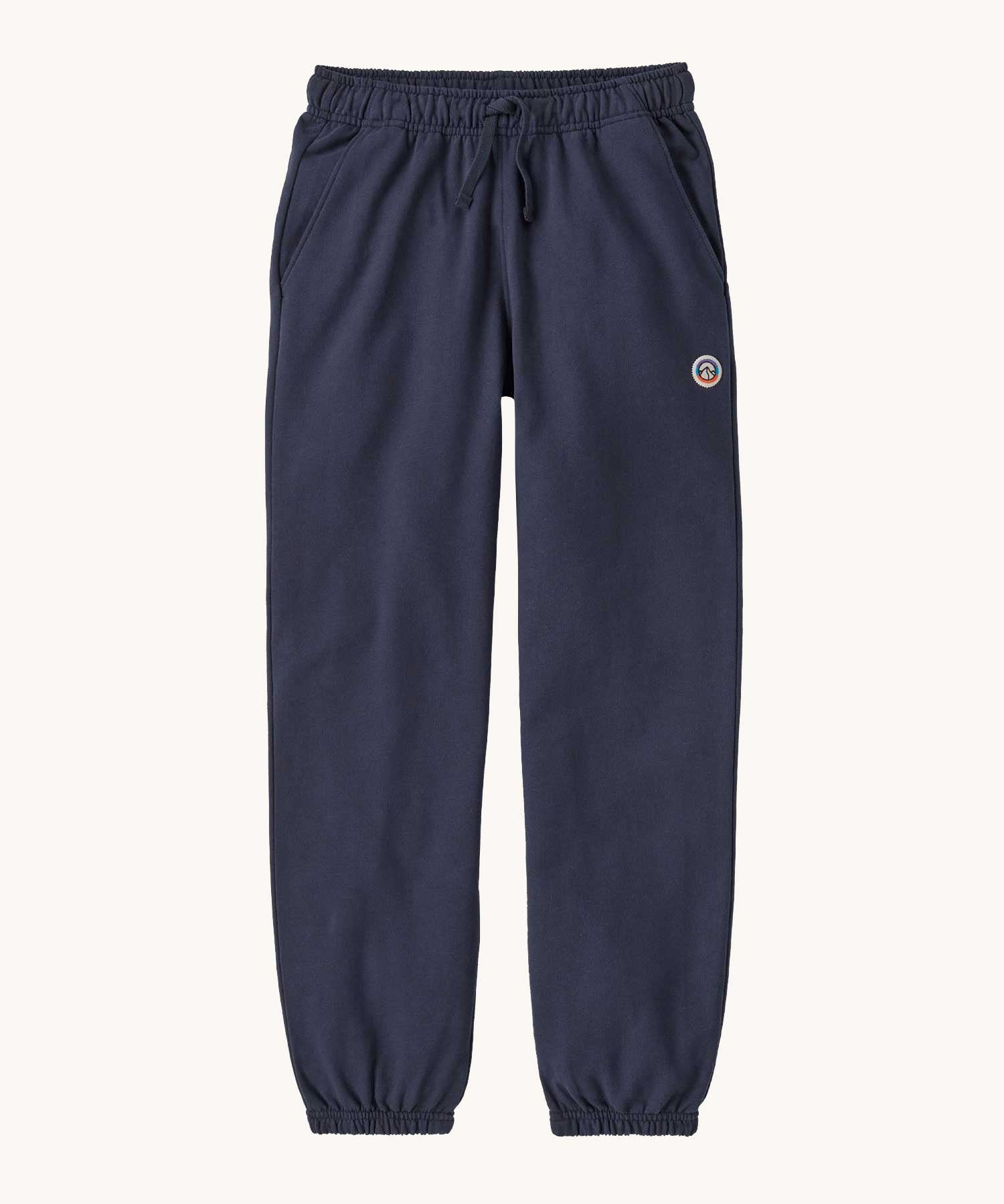 Patagonia Kids Sweatpants in a Fitz Roy Icon New Navy colour way.