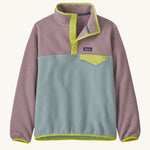 Patagonia Kids Synch Snap-T in a Thermal Blue colour on a plain background.