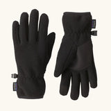 Patagonia kids synchilla fleece gloves in black solid.