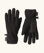 Patagonia kids synchilla fleece gloves in black solid.