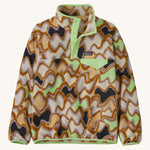 Patagonia Kids Synchilla fleece Snap-T pull over top in the Currents pattern on a plain background.