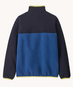 The back of a Patagonia Kids Synchilla® Snap-T Fleece Pullover in a Clement Blue colour.