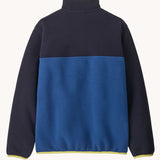 The back of a Patagonia Kids Synchilla® Snap-T Fleece Pullover in a Clement Blue colour.