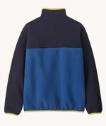 The back of a Patagonia Kids Synchilla® Snap-T Fleece Pullover in a Clement Blue colour.