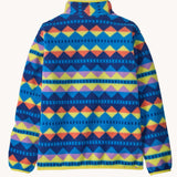 The back of the Patagonia Kids Synchilla® Snap-T Fleece Pullover in a Diamond Stripe / Uplift Blue design.