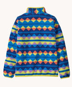 The back of the Patagonia Kids Synchilla® Snap-T Fleece Pullover in a Diamond Stripe / Uplift Blue design.