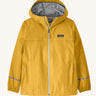The Patagonia Kid's Torrentshell 3L Rain Jacket in a Milled Yellow colour on a plain background. 