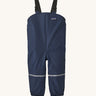 The Patagonia Little Kids Torrentshell 3L Rain Bibs in a New Navy colour on a plain background.