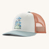 Patagonia Kids Trucker Hat with a Clouds & Earth design on a plain background.