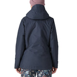 Patagonia Women's Insulated Powder Town Jacket in a Smolder Blue with Dulse Mauve colour. View of back of jacket.