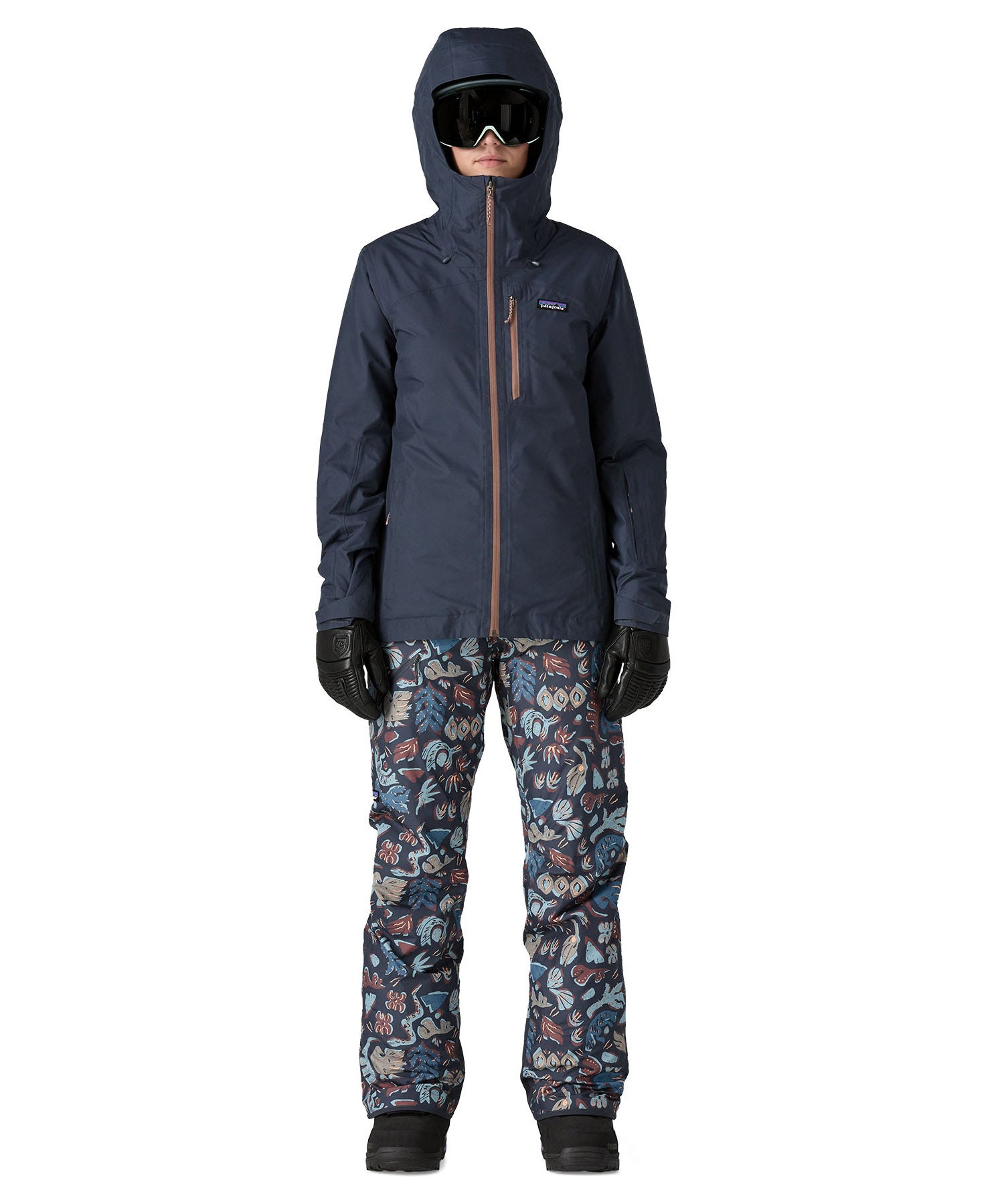 Patagonia Women's Insulated Powder Town Jacket in a Smolder Blue with Dulse Mauve colour.