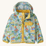 The Patagonia Little Kids Baggies Jacket with a Meadow Moose / Rinsed Green print on a plain background. 