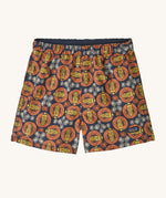 The Patagonia Little Kids Baggies Shorts with a Bee You / New Navy design on a plain background.