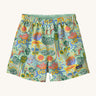 The Patagonia Little Kids Baggies Shorts in the Meadow Moose / Rinsed Green design on a plain background. 