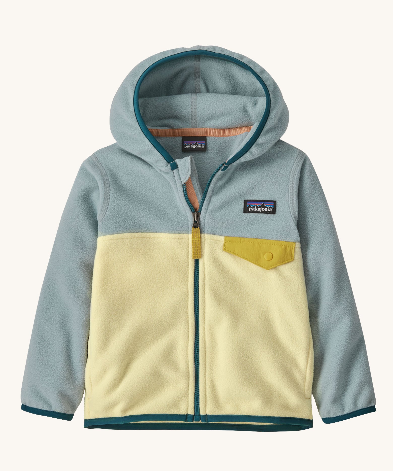 The Patagonia Little Kids Micro D Snap-T Jacket in a Buttercup Yellow colour way. 