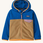 A Patagonia Little Kids Micro D Snap-T Jacket in the Grayling Brown colour way on a plain background. 