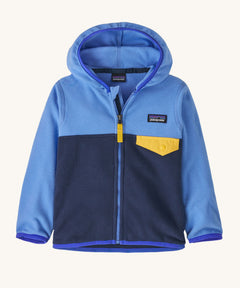A Patagonia Little Kids Micro D Snap-T Jacket in a new navy abundant blue colour way on a plain background. 