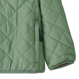 Patagonia Little Kids Nano Puff® Insulated Jacket Elwood Green sleeve and pocket detail showing quilted recycled nylon baby insulated jacket.