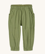 The Patagonia Little Kids Outdoor Everyday Pants in a Buckhorn Green colour on a plain background.
