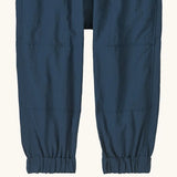 Patagonia recycled nylon little kids outdoor everyday pants in navy showing elasticated leg cuffs