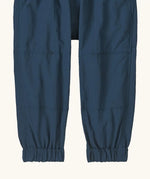 Patagonia recycled nylon little kids outdoor everyday pants in navy showing elasticated leg cuffs
