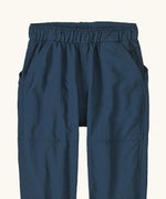 Patagonia recycled nylon little kids outdoor everyday pants in navy showing elasticated waist band and side pockets