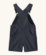 Patagonia Little Kids Stand Up Shortall dungarees in an navy showing small pockets and crossed shoulder straps