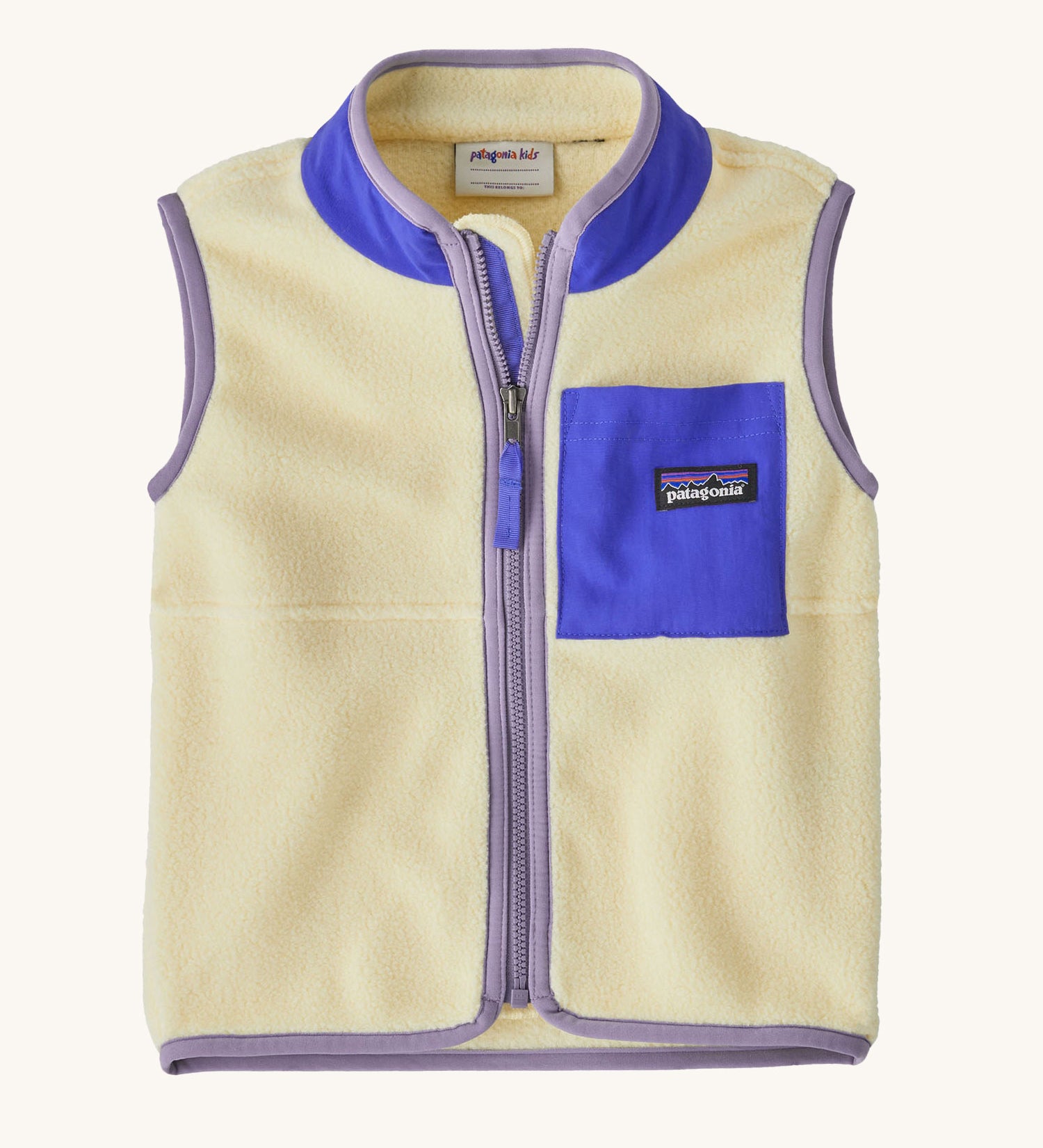 The Patagonia Little Kids Synchilla Vest in the Buttercup Yellow colour way on a plain background. 