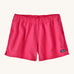 Patagonia women's barely baggies shorts in bright pink on a cream background.