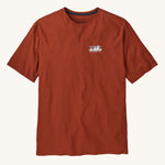 the front of the Patagonia Men's 73 Skyline Organic T-Shirt Burnished Red on a plain background