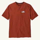 the front of the Patagonia Men's 73 Skyline Organic T-Shirt Burnished Red on a plain background