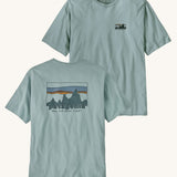 Patagonia Men's 73 Skyline Organic T-Shirt Thermal Blue on a plain background showing both front and back
