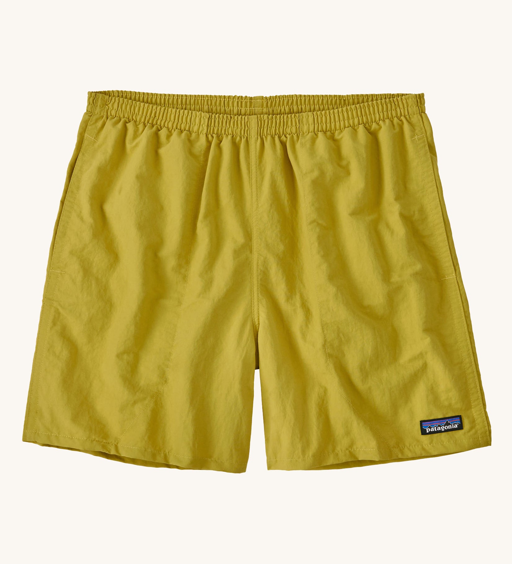 The Patagonia Men's Baggies Shorts in Bundle Green on a plain background. 