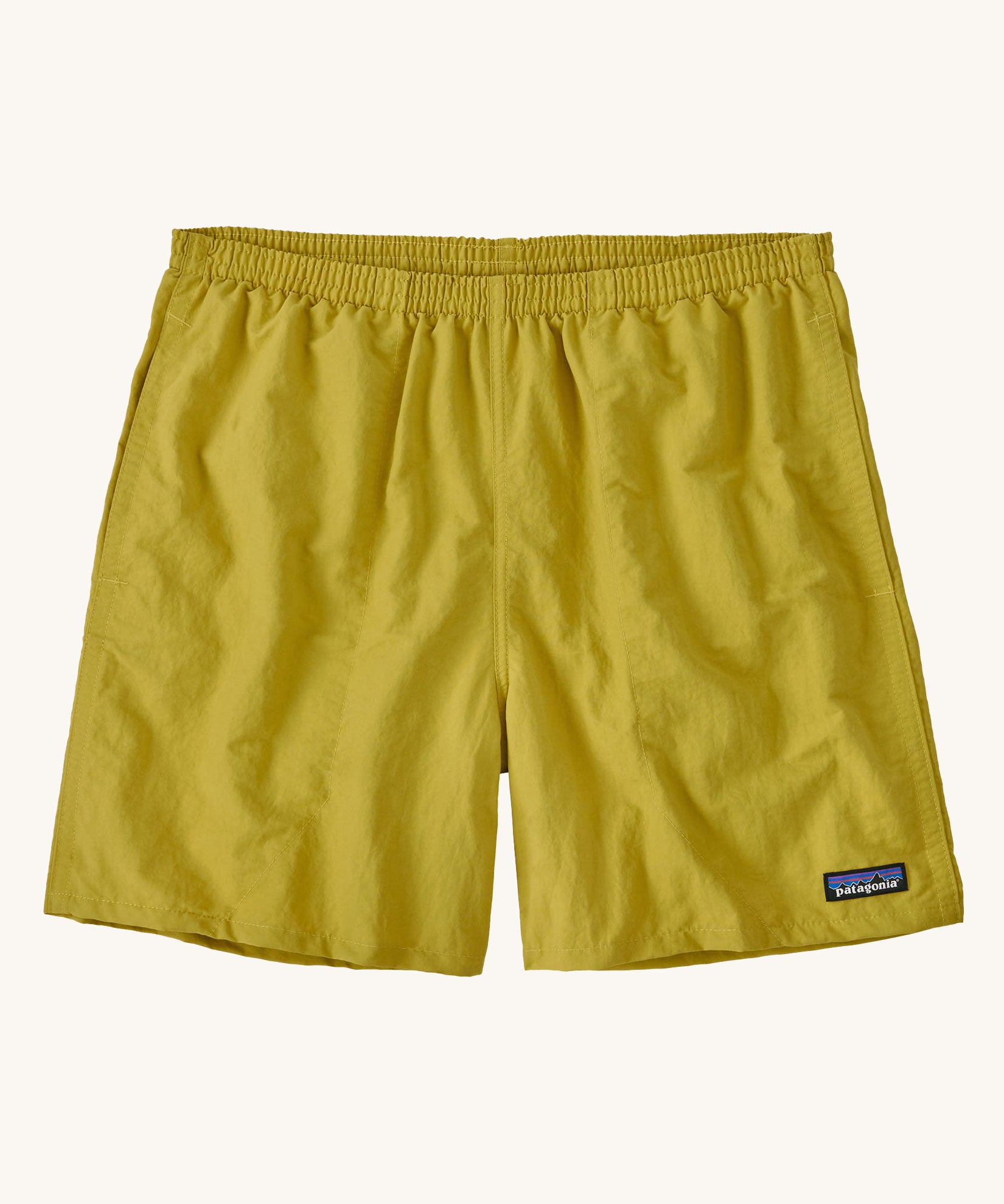 The Patagonia Men's Baggies Shorts in Bundle Green on a plain background. 